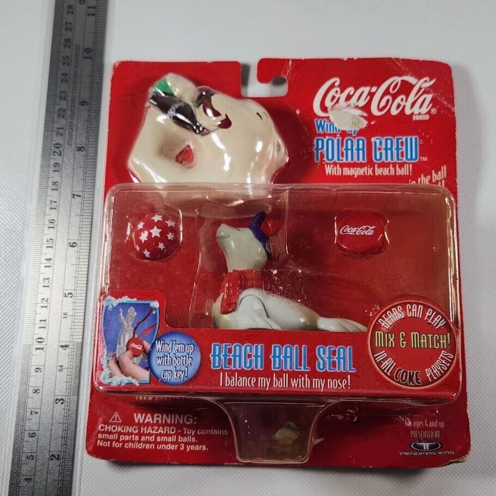 Coca Cola Wind Up Toy Polar Bear Seal Beach Ball Crew Coke Promo Collectible